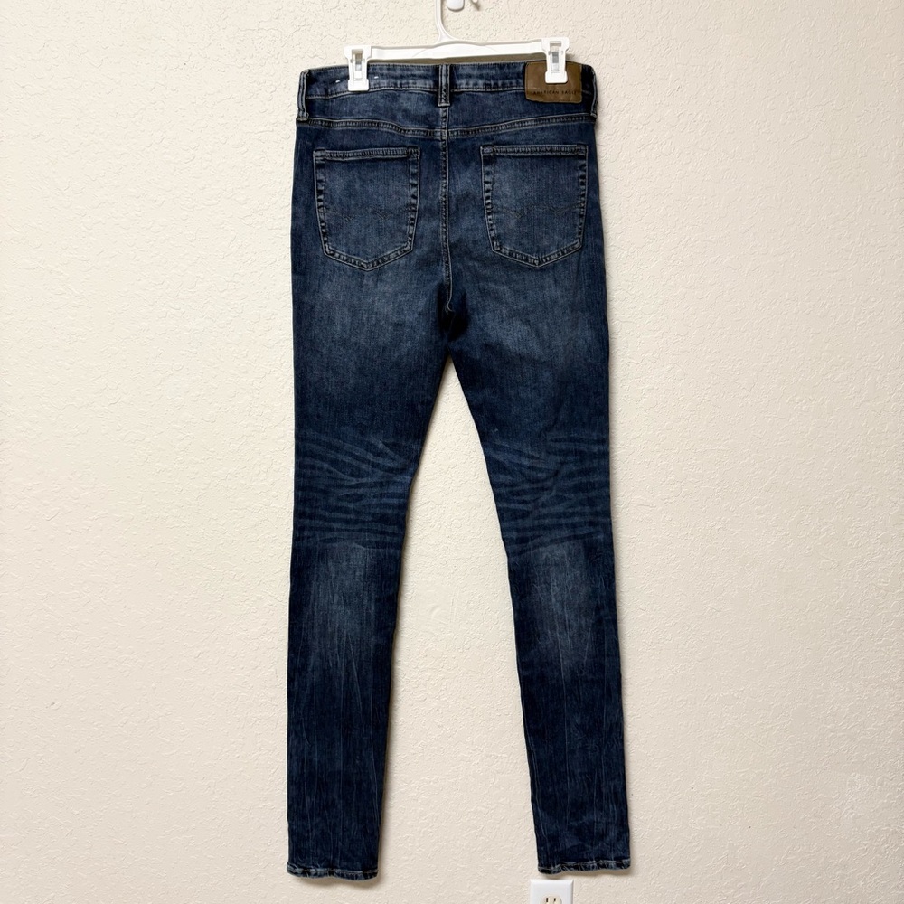NWT American Eagle Stacked Skinny Flex Men’s Denim Blue Jeans Size 33x34 - Picture 2 of 6